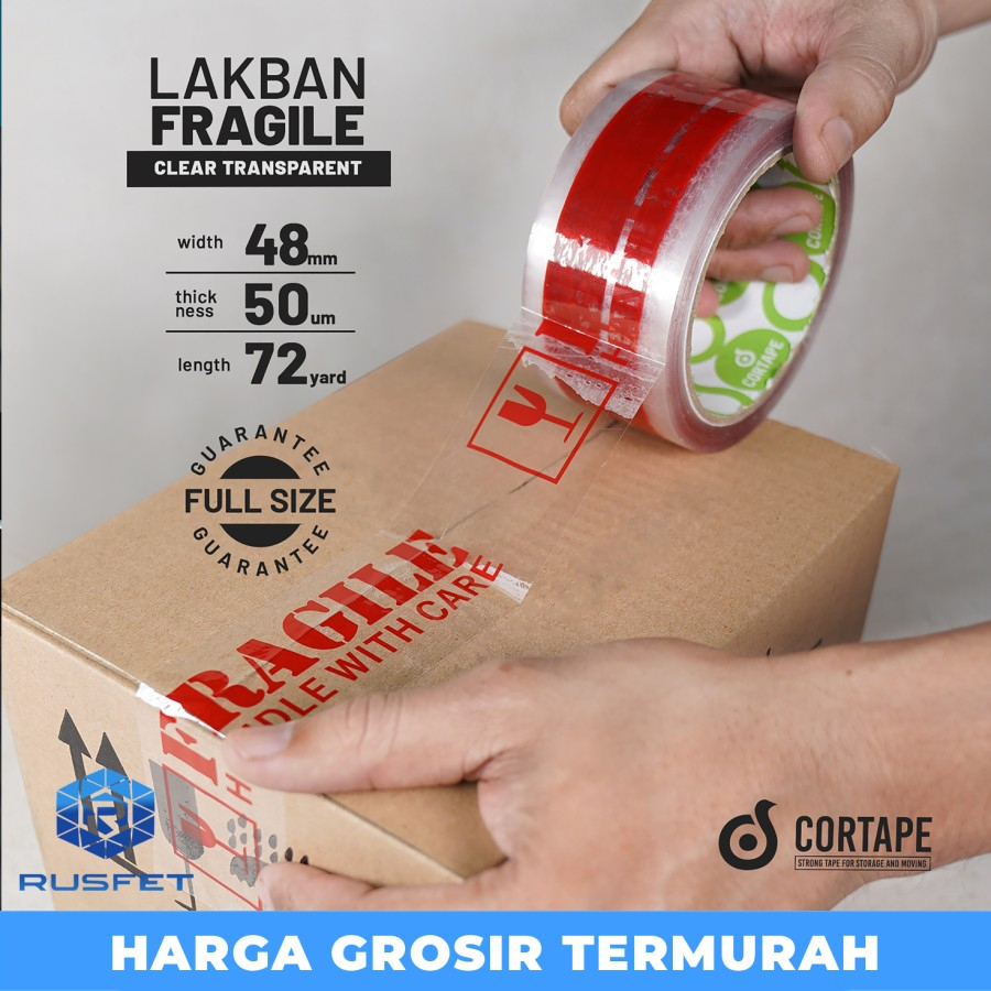 

Lakban Fragile Clear 48mm x 72yard Satuan Plakban Isolasi Solatip