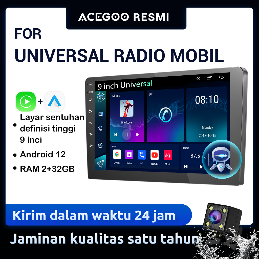 [Hadiah Gratis ]ESSGOO 9inch Car Radio Android 12 Mobil  Navigasi  Wireless Carplay  Support Wi-Fi Connect Headunit 2GB+32GB