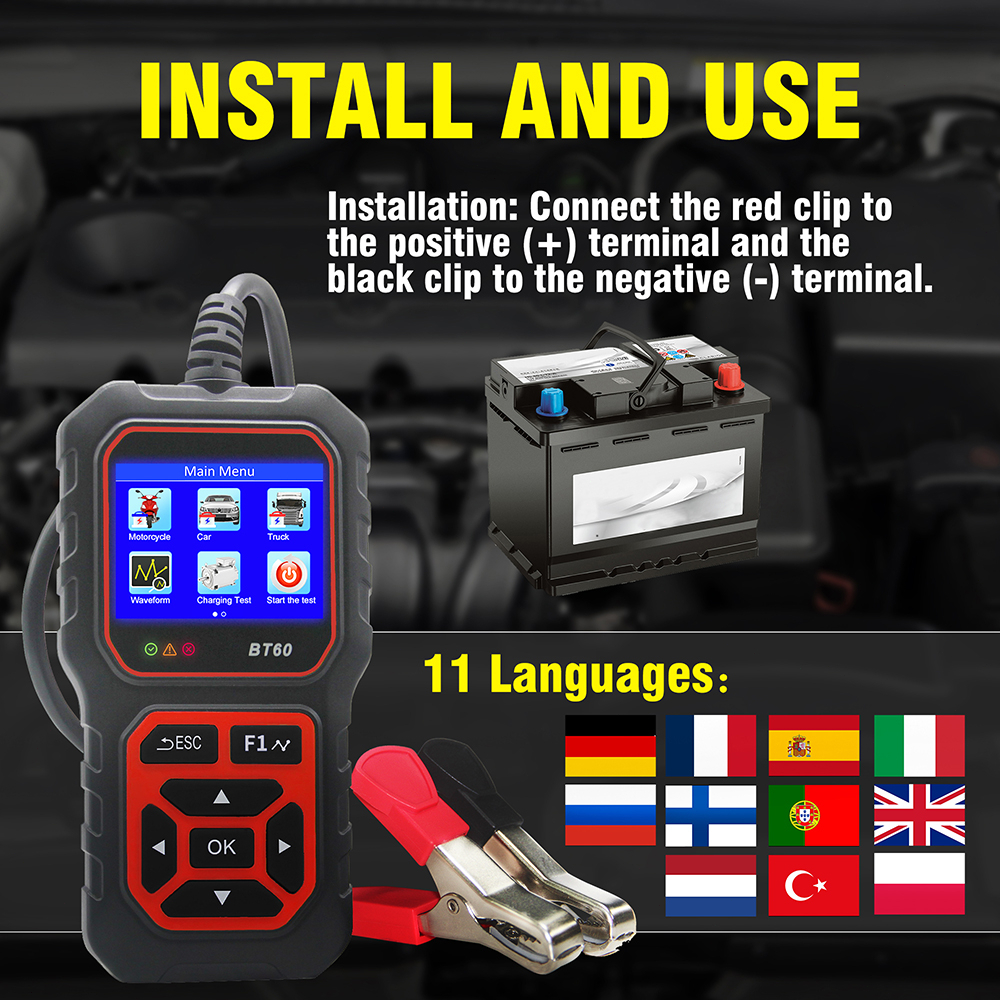 6V 12V 24V Mobil Baterai Tester Digital Battery Analyzer Pengisian Sistem Crank Tester dengan 2.4 Inci TFT layar Warna untuk Mobil Motor Truk