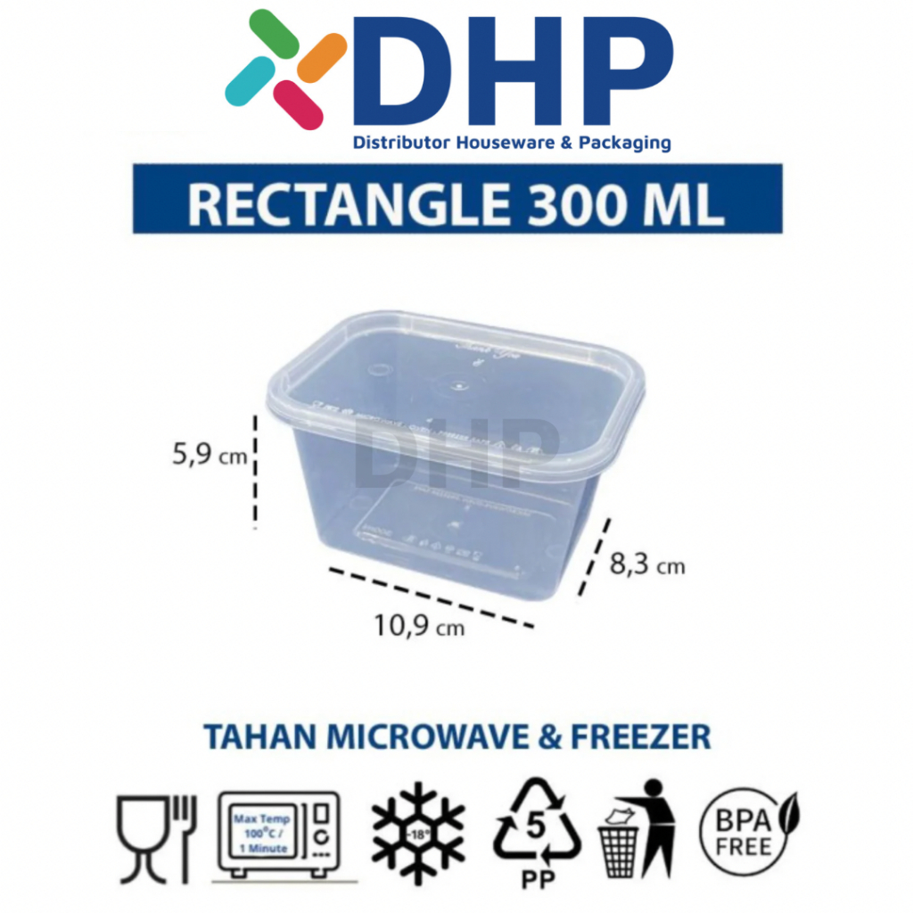 Thinwall 300ml RECTANGLE / PERSEGI PANJANG Container Makan Plastik