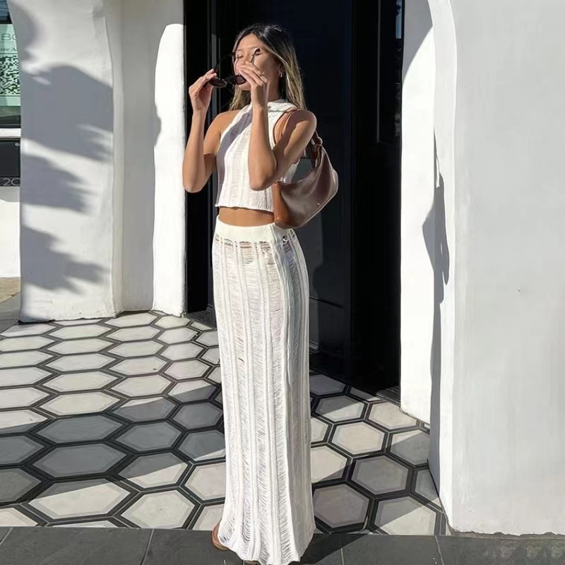 READY STOCK SAF - OUTER ONLY - GIGI outer set / white set woman premium / white crop tank rajut + sk
