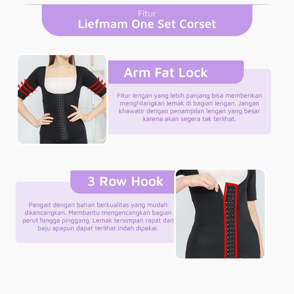 Liefmam One Set Corset - Solusi Ramping Menyeluruh Mulai Lengan Hingga Paha