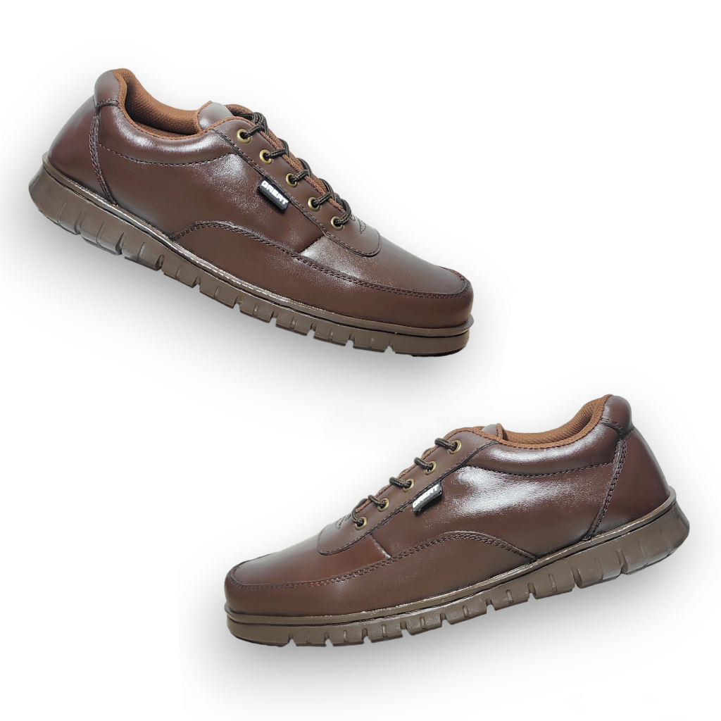 GREAT FOOTWEAR Sepatu Sneakers Pria Kulit Asli Sepatu Sepatu Kerja Pria Kasual Formal Anti Licin Kozy Brown