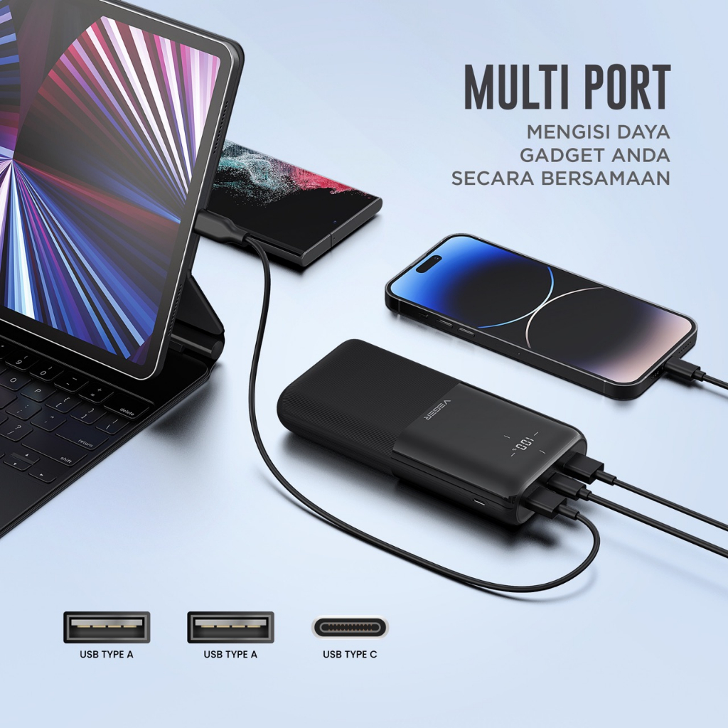 VEGER S21 Powerbank 20000mAh 2 Ports USB Output 2.4A LED Digital Display Power Bank