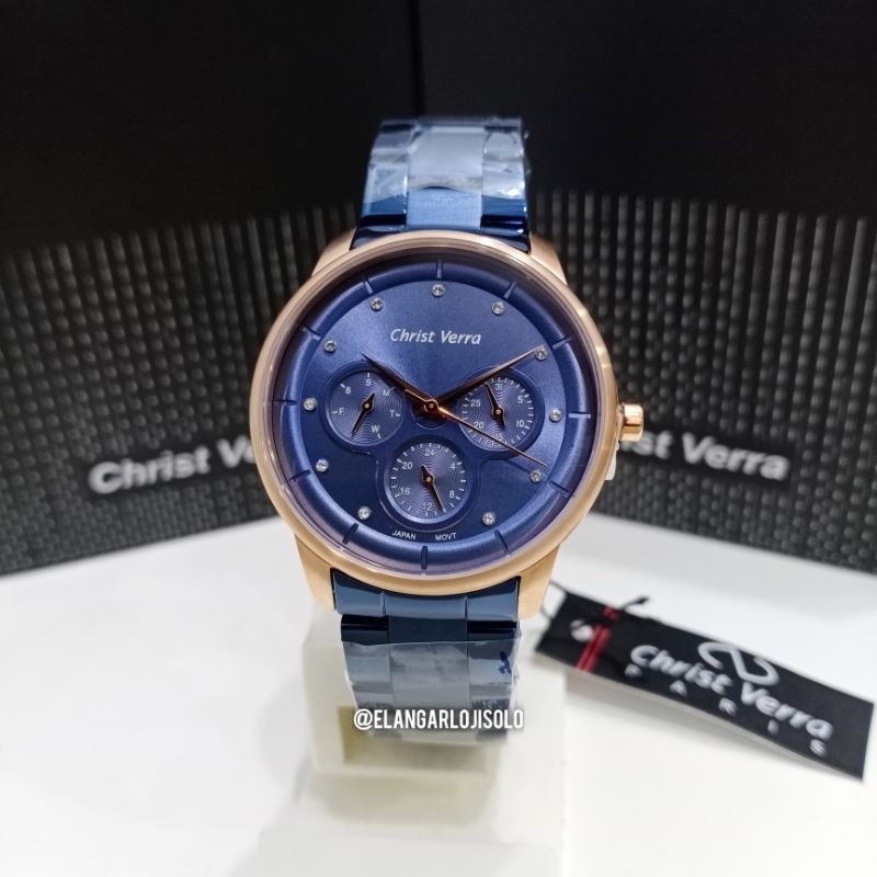 JAM TANGAN WANITA CHRIST VERRA CV 21102L-1J BLU ORIGINAL
