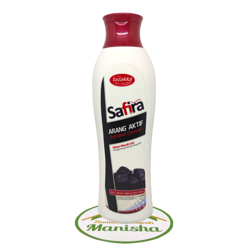 Sabun Mandi Cair Arang Aktif Charcoal Herbal Safira - Membersihkan dan Mencerahkan Kulit - Safira Arang Aktif Activated Charcoal 150ml