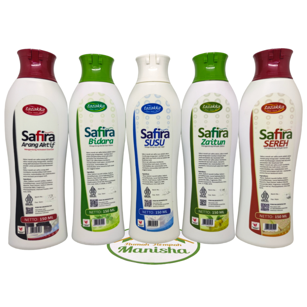 Sabun Mandi Cair Susu Milk Herbal Safira - Kulit Bersih dan Lebih Segar - Safira Susu Milk 150ml