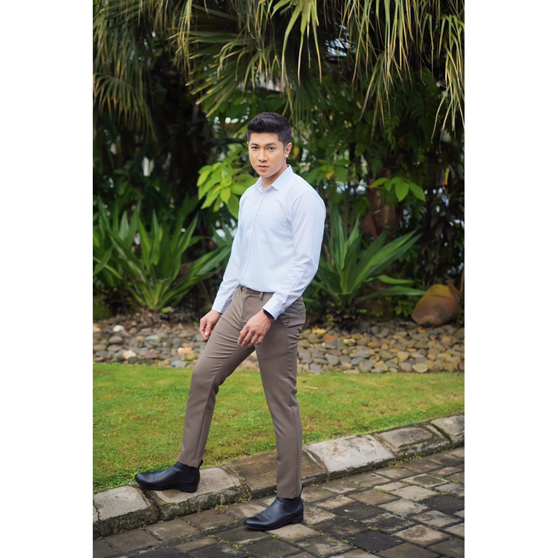 Trousers Pria Celana Bahan Wol Premium - Stretch Dark Brown