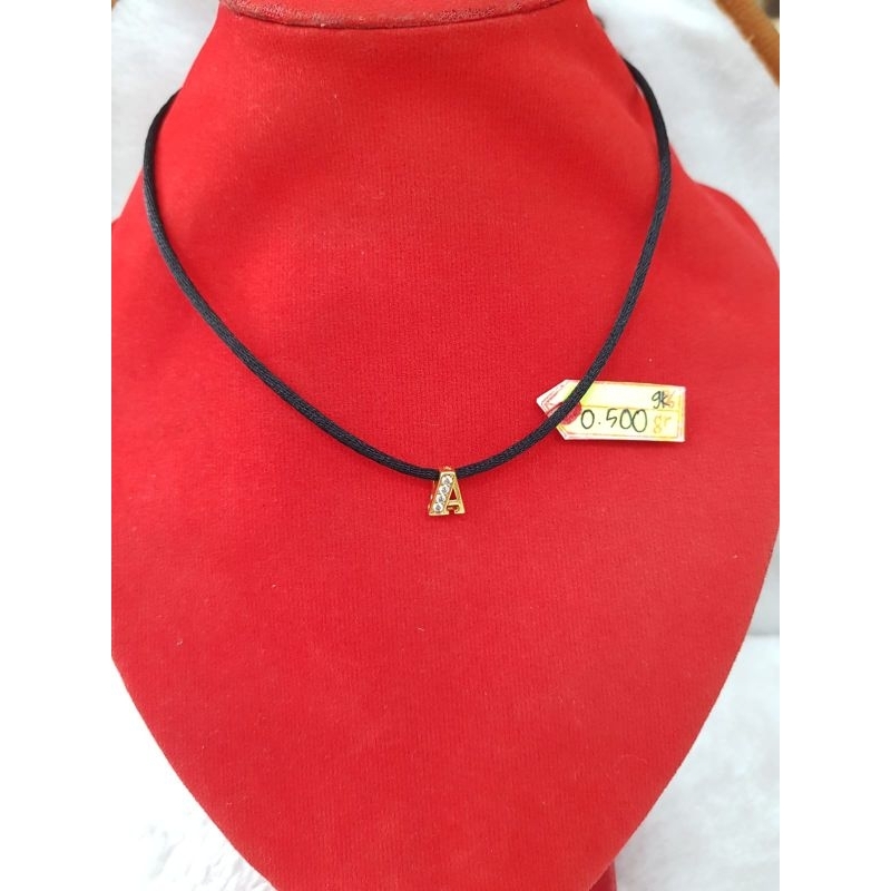 LT1750DLM liontin inisial nama huruf A permata putih emas kuning asli berat 0.500 kadar 420% 9k