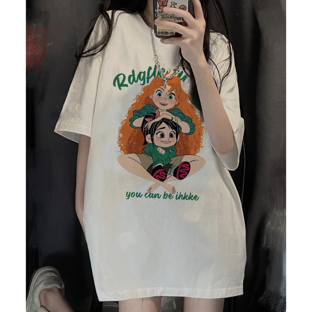 EUNII T-shirt Lengan Pendek Cartoon Anime Character Korean Style/Kaos Atasan Wanita/Baju Kaus Oversize Wanita/Kaos Wanita