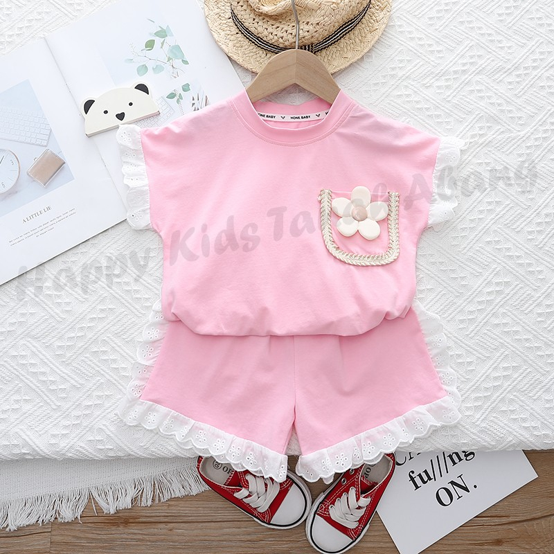 SETELAN KAOS ANAK PEREMPUAN IMPORT / SETELAN ANAK CEWEK TERMURAH / BAJU ANAK PEREMPUAN MOTIF BUNGA DISAKU