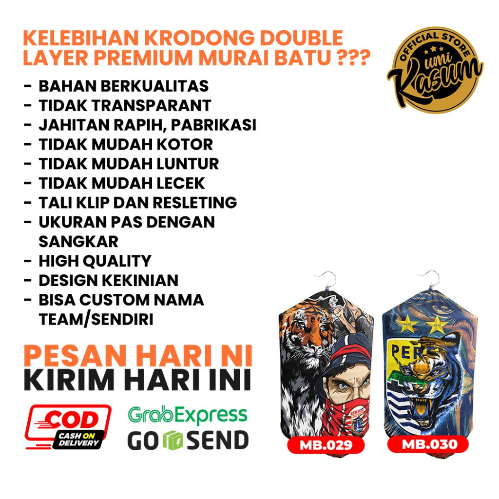 Kerodong Murai Batu Double Layer Persib Bandung Pilihan Umi Kasum | Krodong Murai Motif MB 030