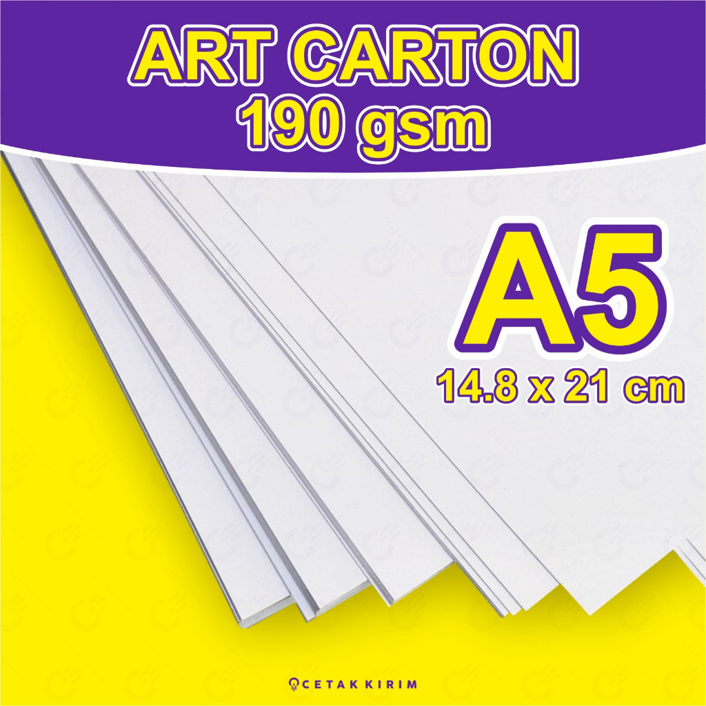 

50 Lembar ArtCarton 190gsm A5 Kertas Tebal Glossy Premium