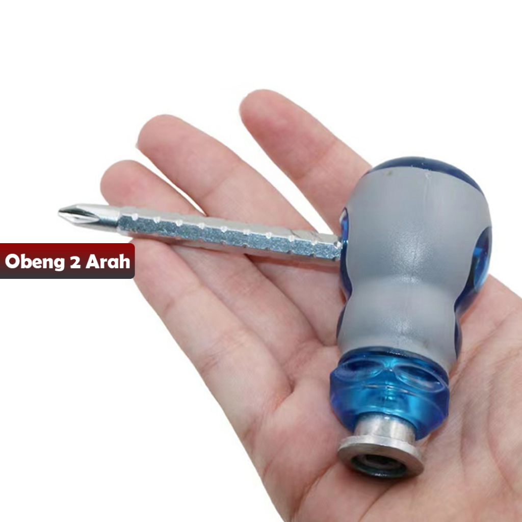 Obeng 2In1 &amp; 7In1 BB buntek karet Dua Arah bolak balik cebol mini - Yoyosoo