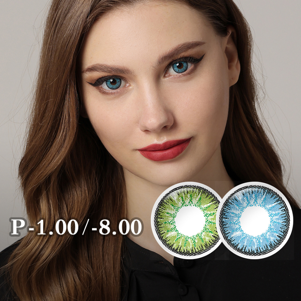 Softlens Minus Cosplay (-1.00~-8.00) 14.5MM Big Eyes hijau Softlens biru Halloween Soflens