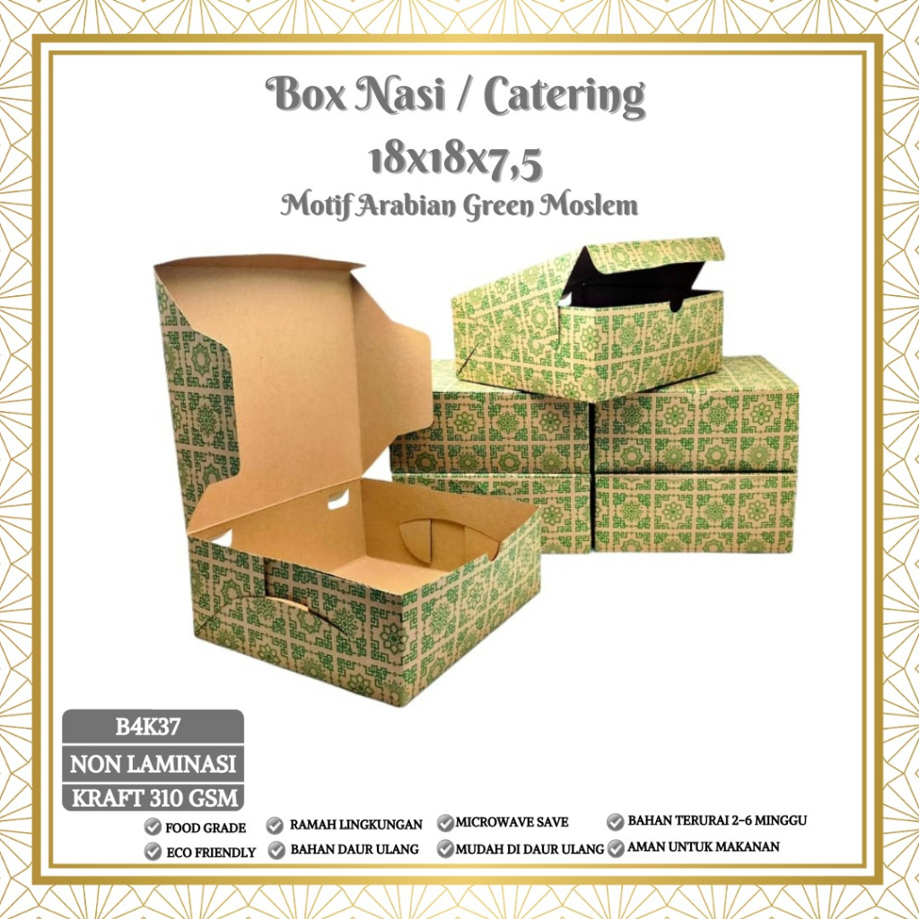 

Box Dus Catering 18x18 / Kotak Nasi / Kaku dan Tebal / Dus Nasi Kotak 18x18 / B4K37