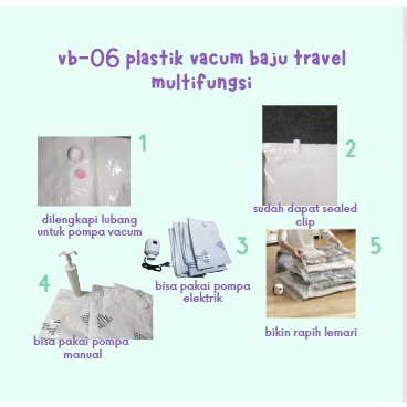 VB-06 Plastik Vakum Baju Plastic Vacuum Storage Travel Bag Kompres Simpan Seprei Selimut Pakaian