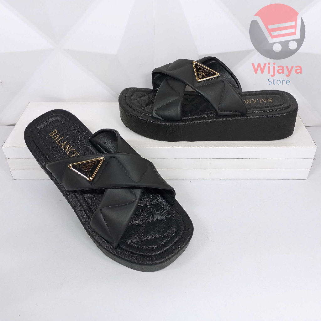 Sandal BALANCE 8868-B2 Wedges Slop Wanita Model Silang Sendal Jelly Slide Pita Selop Cewek Perempuan