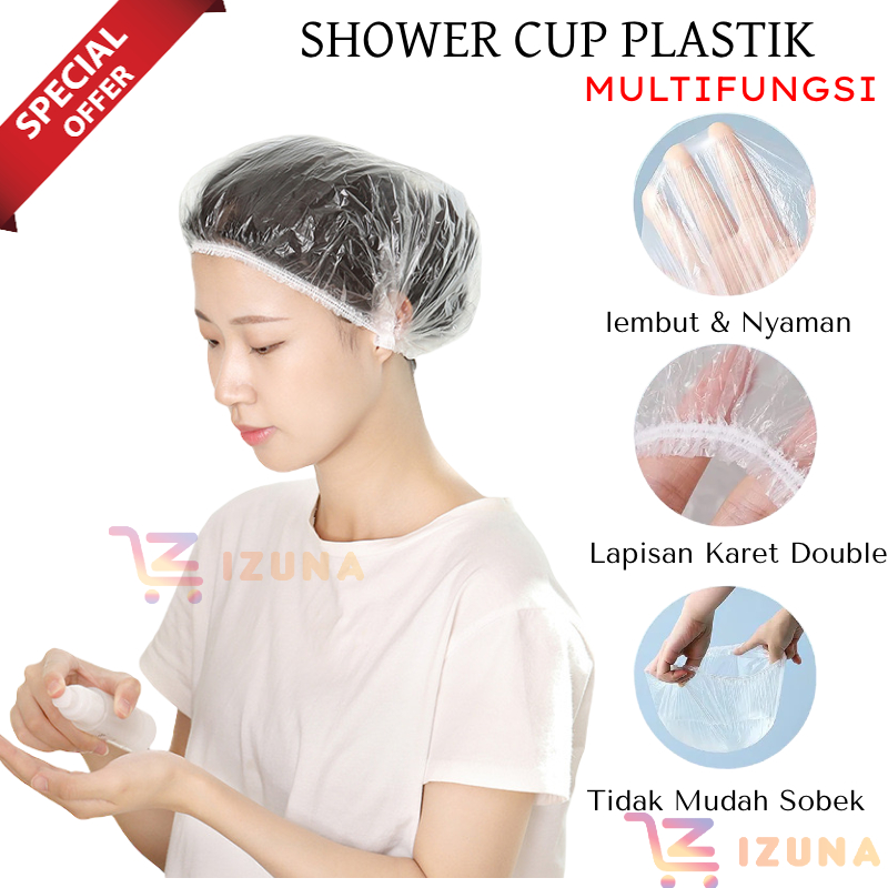 [IZUNA] SHOWER CUP PLASTIK SEKALI PAKAI / TOPI MANDI PLASTIK TRANSPARAN / PLASTIK PENUTUP MAKANAN / KANTONG PENUTUP MAKANAN