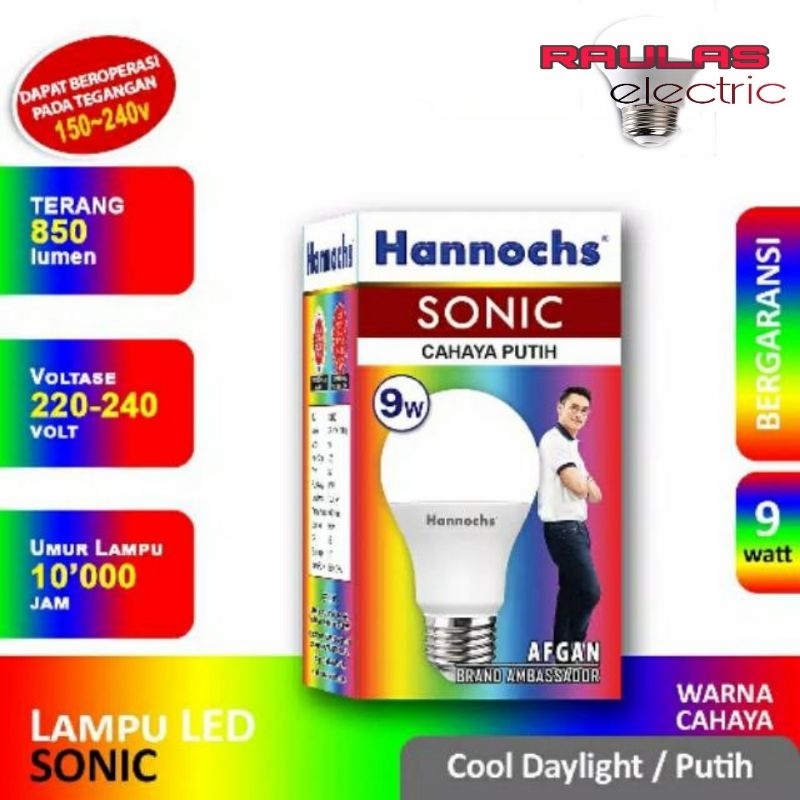 Led A Bulb Hannochs SONIC 9 Watt / Lampu Led Hannochs Sonic 9 Watt Cahaya Putih