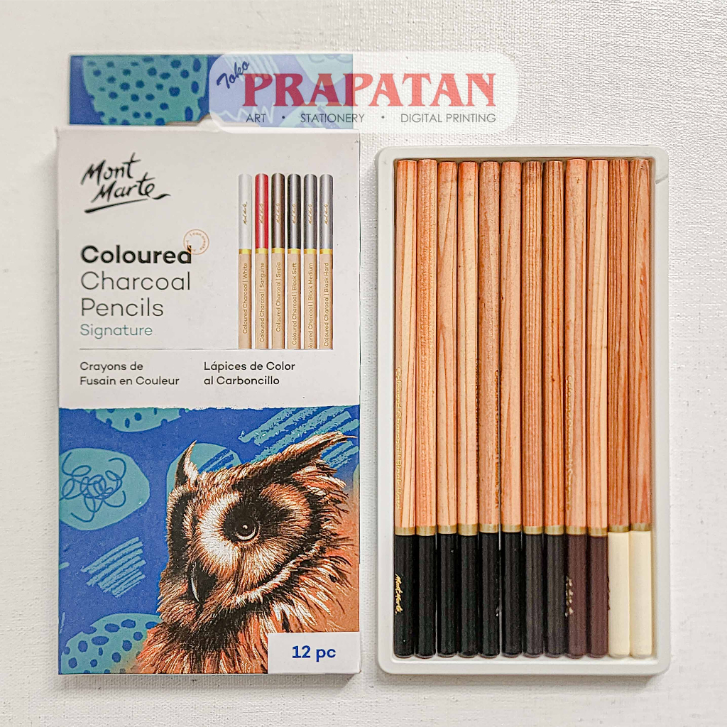

Mont Marte Coloured Charcoal Pencil Set 12c | Pensil Arang