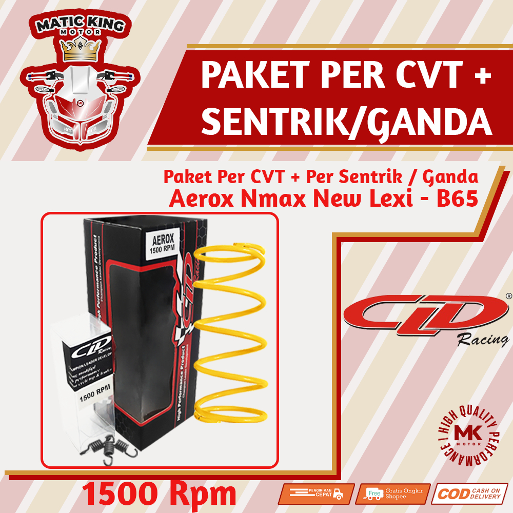 Paket Per CVT Sentrik Ganda Racing Yamaha Nmax Aerox Lexi Old New 125/150/155 CLD 1000/1500 RPM