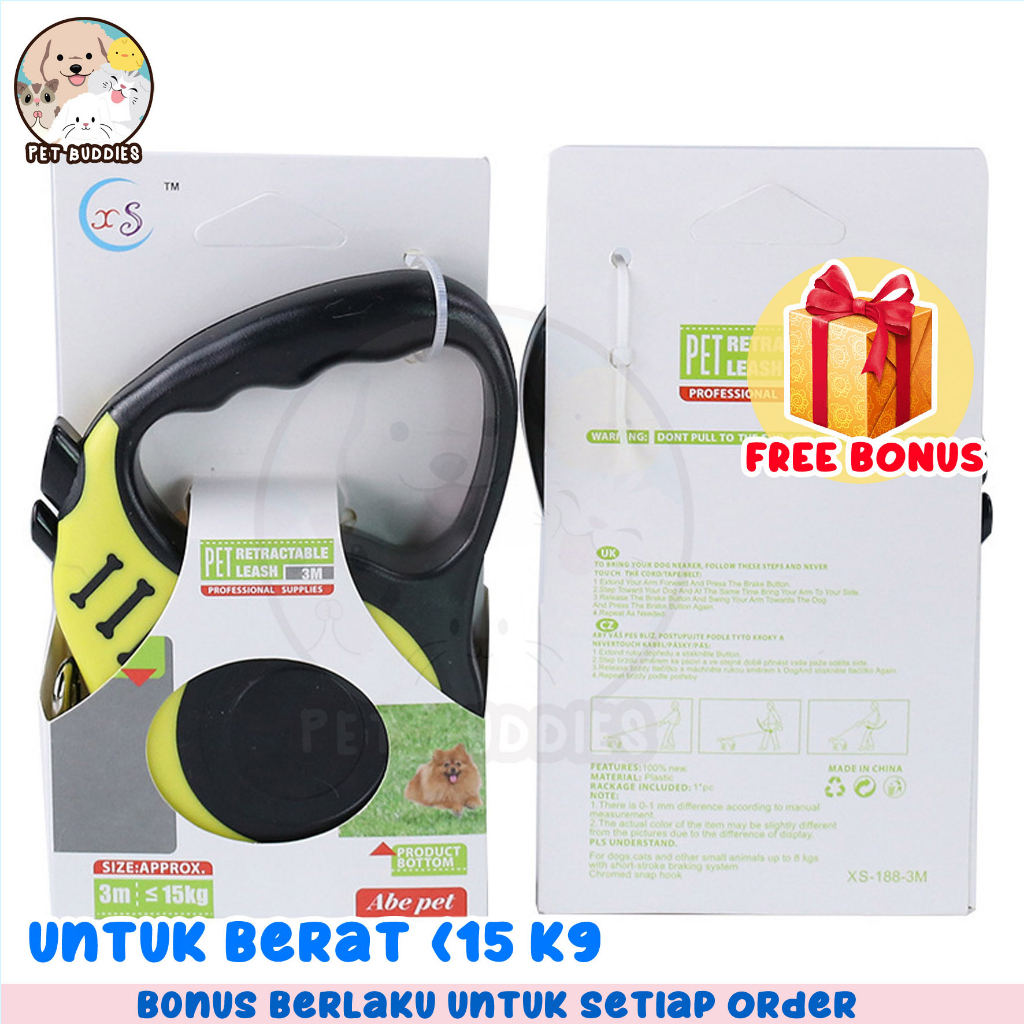 Retractable Leash  3m Tali Tuntun Anjing/Kucing Harness