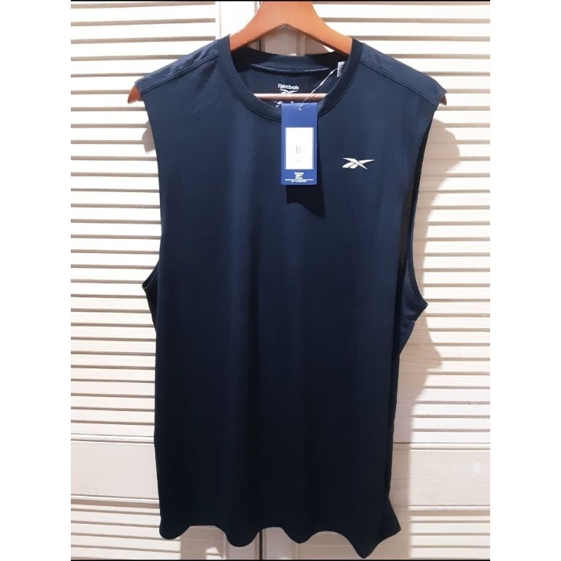 REEBOK Tanktop Dryfit Pria-Hitam Logo putih