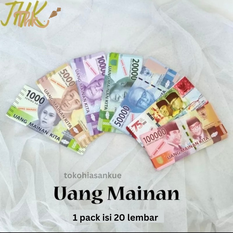 20 lembar uang mainan palsu money cake Accesories mahar bahan scrapbook