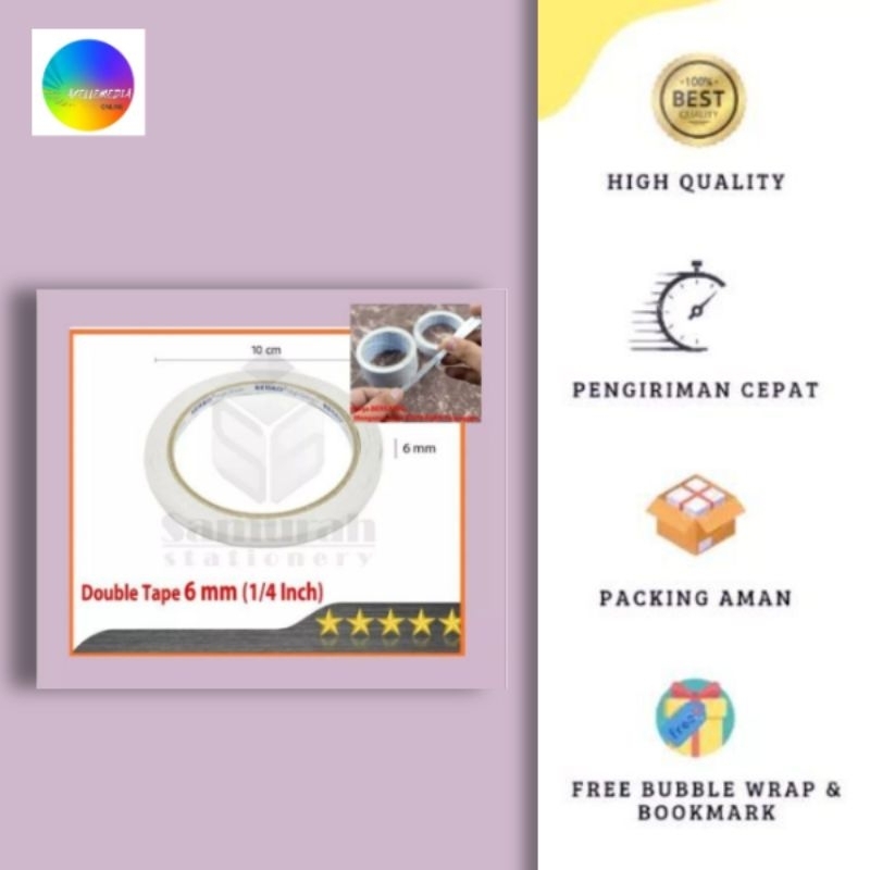 

Double Tape Lebar 6 mm 1/4 Inch 15 Yard (ORIGINAL PRODUK)