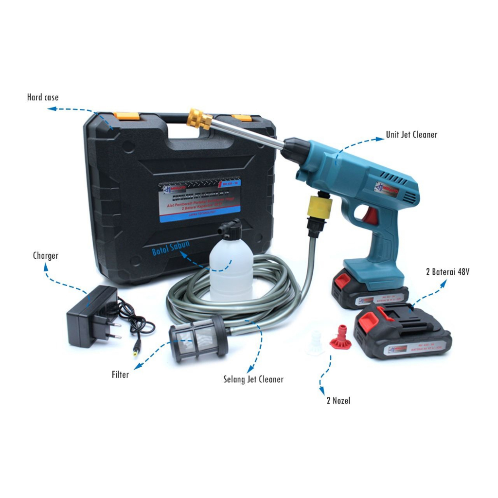 MESIN STEAM MOBIL/MOTOR CORDLESS-YUKIDO JET CLEANER 18V 2 BATERAI - STEAM 12V