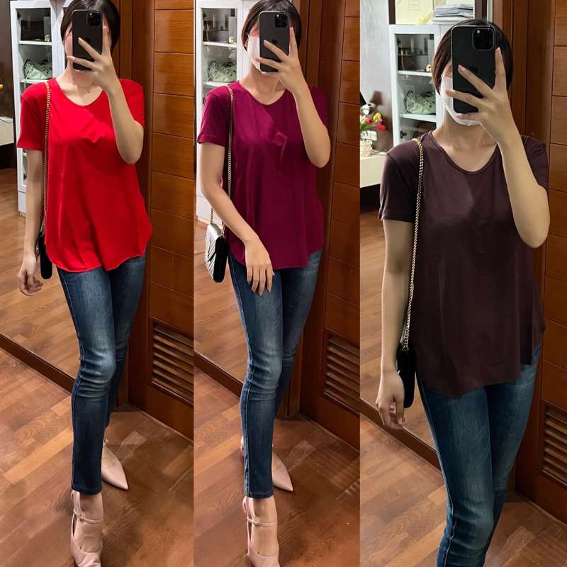 KAOS ATASAN SPANDEK BELAH SAMPING BAJU KAOS WANITA