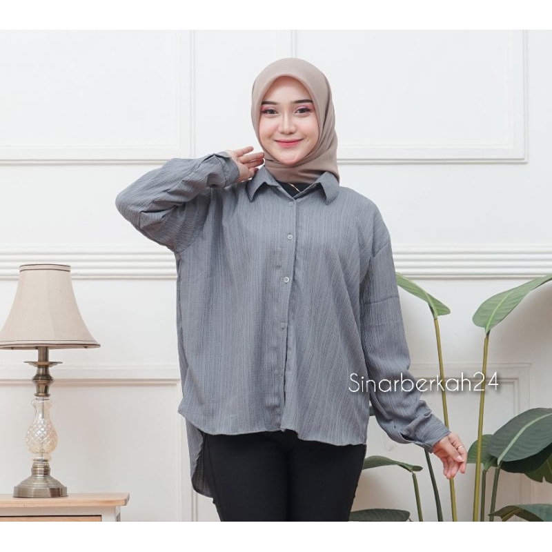 Mahira Top Shirt - Lady Crush Basic - Kemeja Wanita Oversize - Atasan Wanita