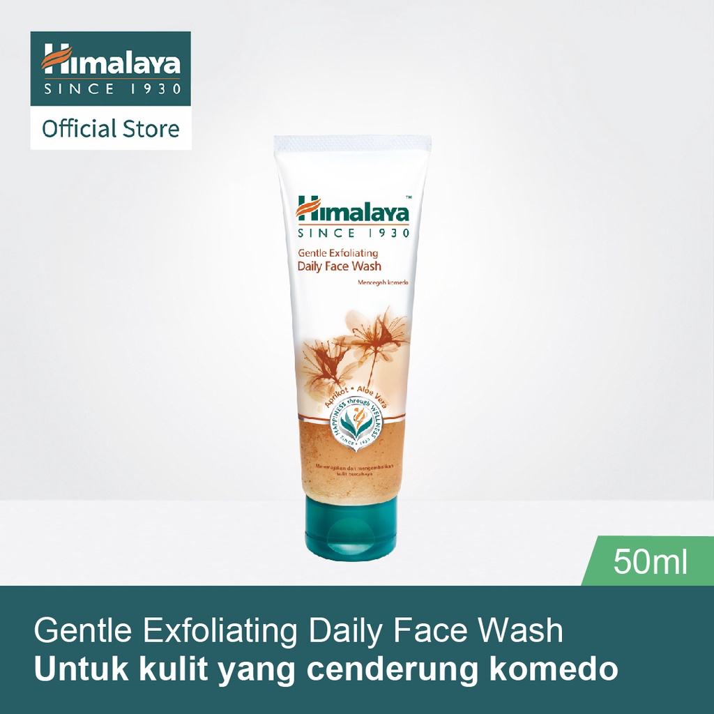 HIMALAYA Gentle Exfoliating Daily Face Wash India / Pembersih Wajah 50ml 100ml / Untuk Kulit Yang Cenderung Komedo / Membersihkan Aprikot Aloe Vera / Facial Cleanser Sabun Cuci Muka Series / Cleansing Neem Brightening Moisturizing Oil Control Foaming Glow