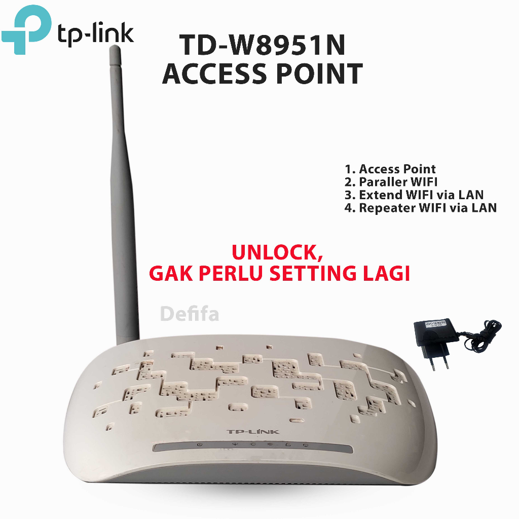 Modem ADSL Router Wifi Wireless Akses Poin TP-Link TD-W8951N Mantabs