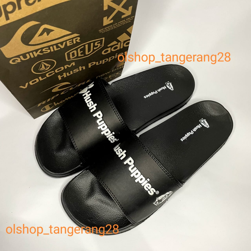 SENDAL PRIA SLIDE SANDAL SPORT SLOP casual FLIP FLOP BLACK MOTIF LIS Putih