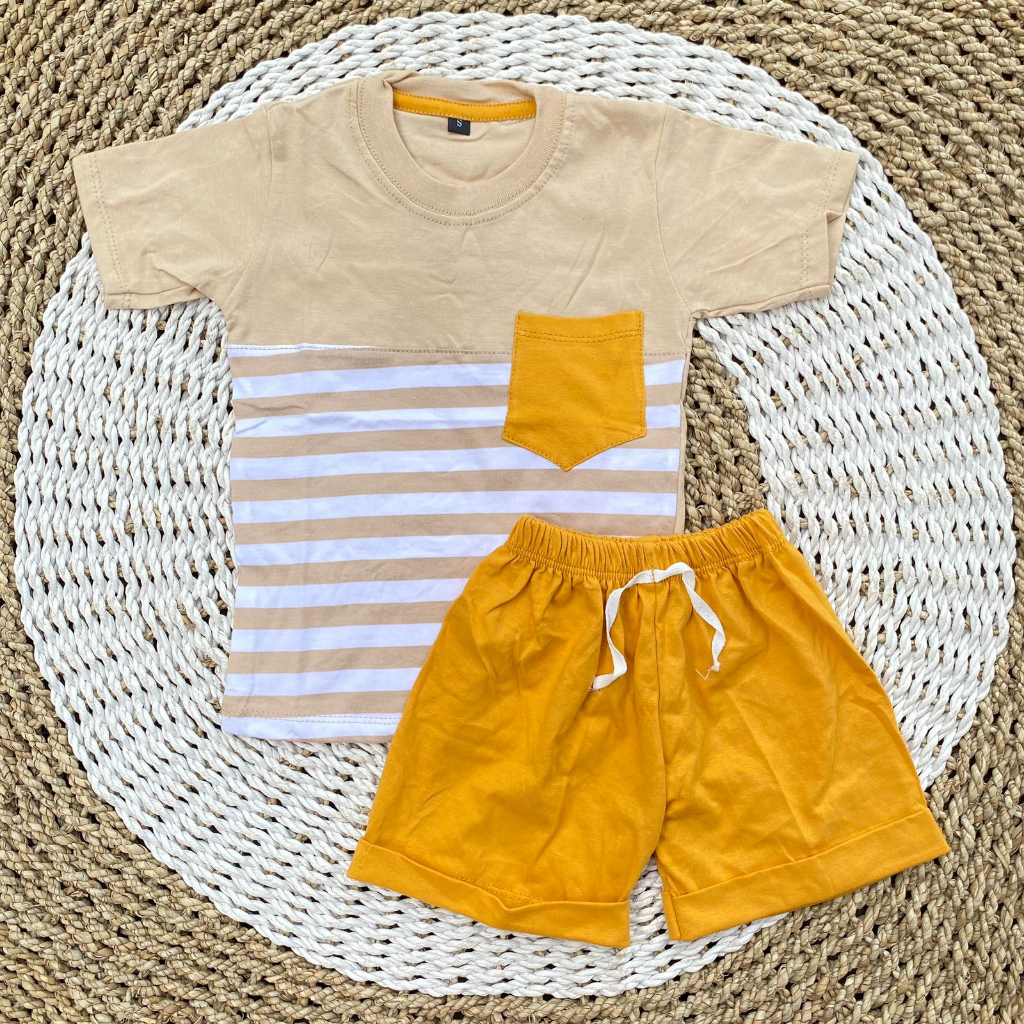 Setelan kaos oblong bayi lengan pendek baju pendek celana pendek baju santai DNW BABY