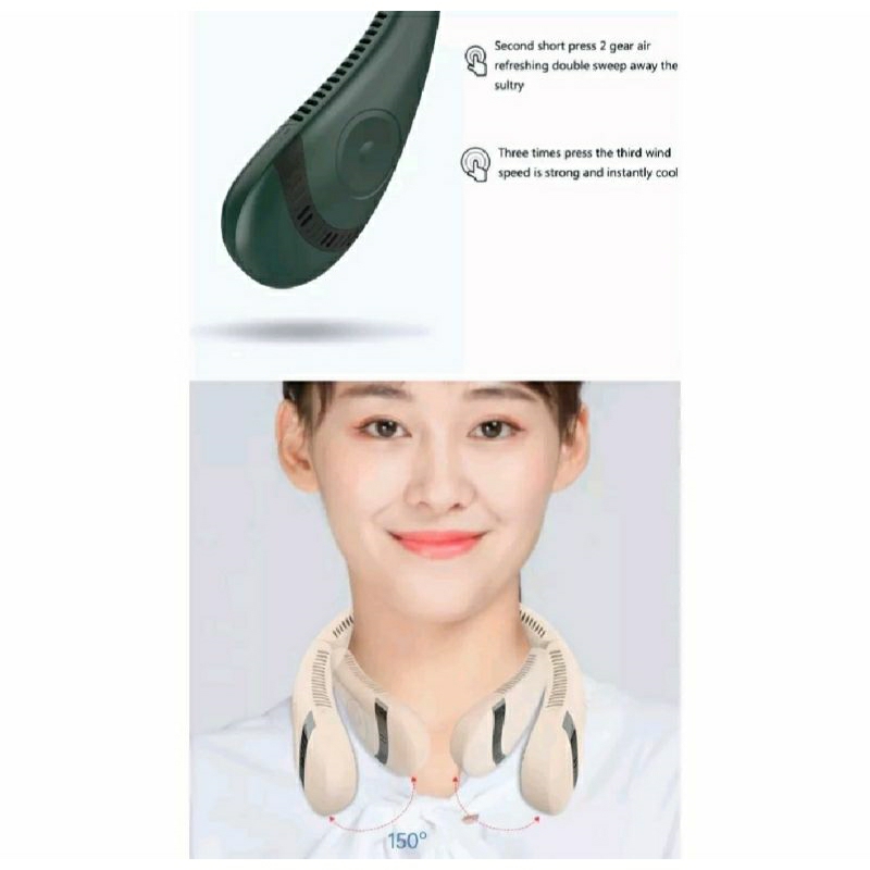 Kipas angin gantung leher portable lipat USB charger