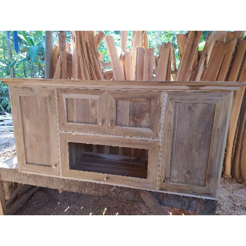 lemari kitchen set minimalis kayu jati custom finishing