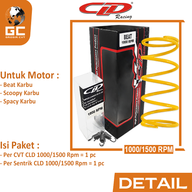 Paket Per CVT Sentrik Ganda Racing Honda Beat Vario Scoopy PCX Genio Deluxe Spacy CLD 1000/1500 RPM