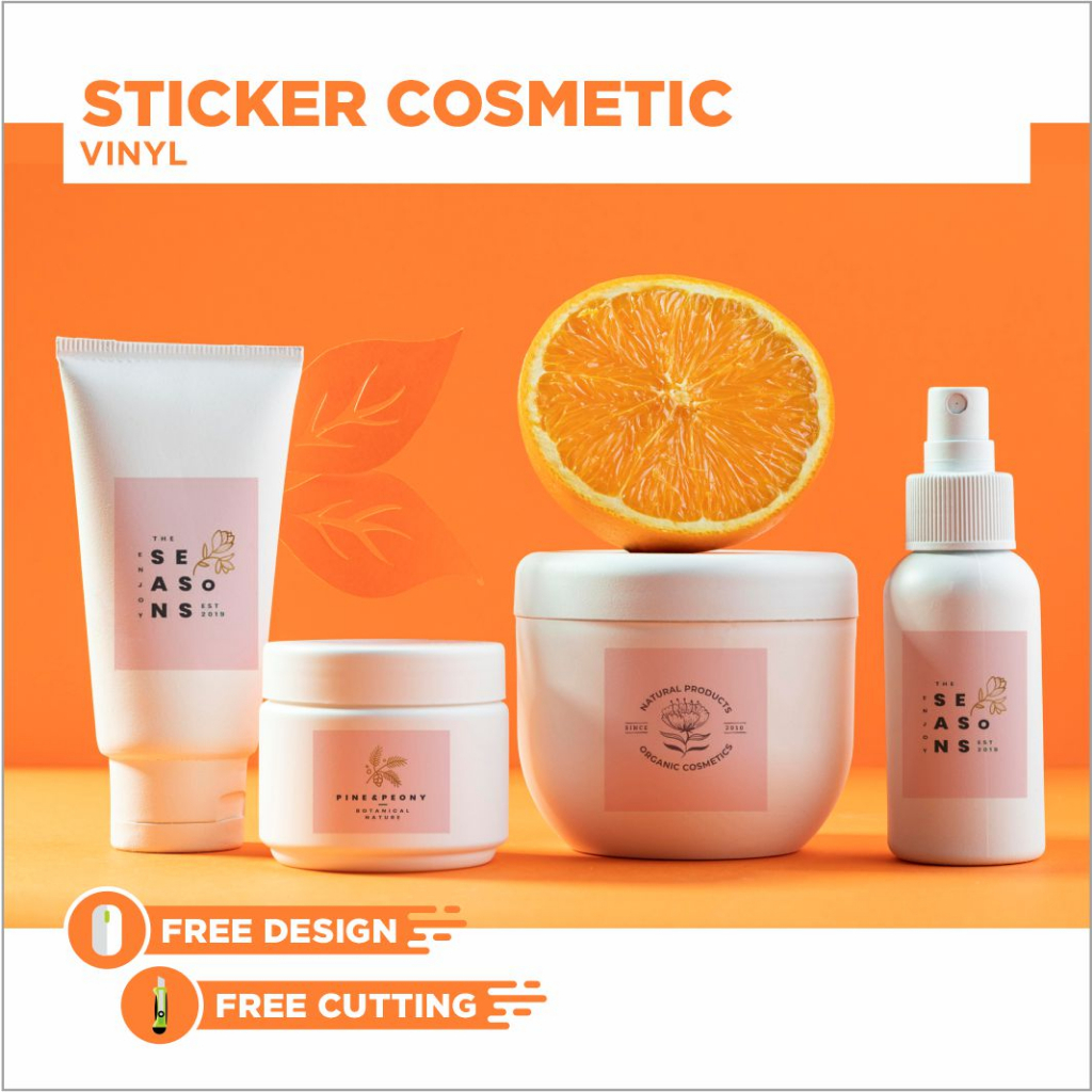 

Stiker Label Skincare Custom Design Bahan Vinyl A3+