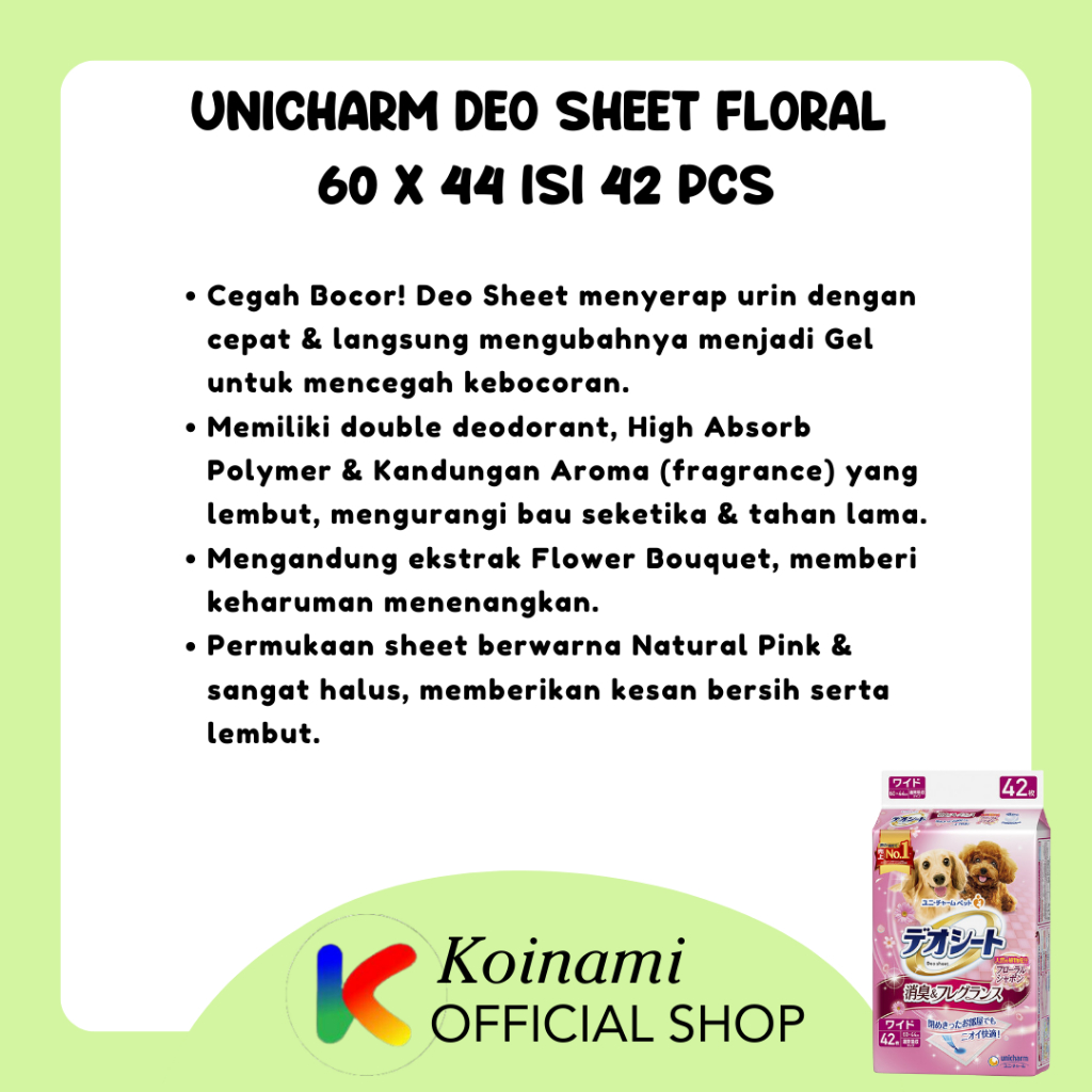 Unicharm Deo Sheet Floral Aroma Wide Size 60 x 44 Isi 42 Pcs