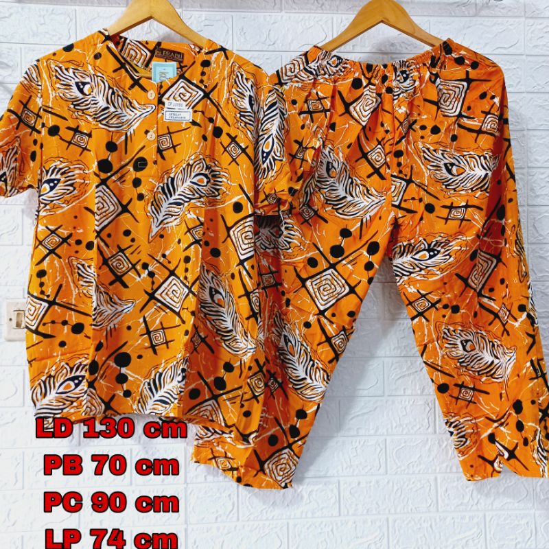 DASTER SETELAN CELANA PANJANG JUMBO BATIK KENCANA UNGU PRABU MOTIF TERBARU TERLARIS