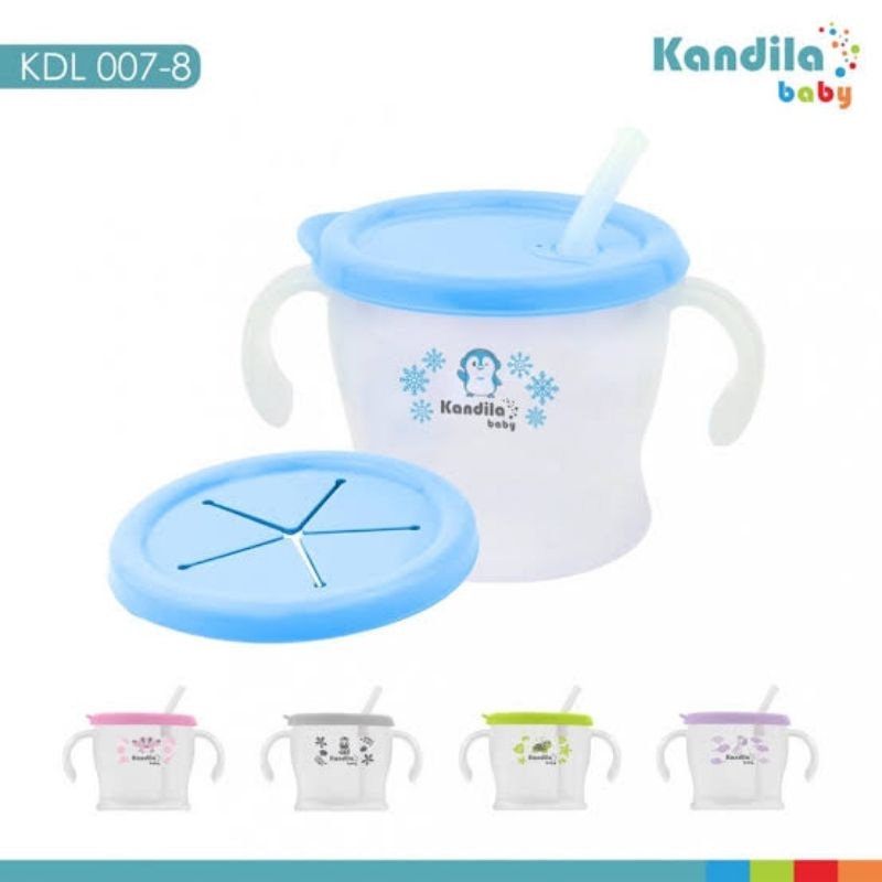 Kandila Baby Training Cup De Mug KDL007-9 - Kandila Botol Minum Anak Bayi Silicone Wadah Snack - Botol Minum sedotan anak Baby 300ml