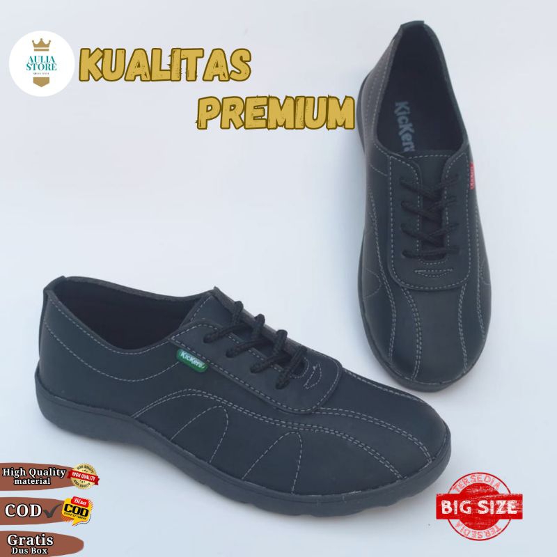 sepatu sekolah wanita hitam  sneakers hitam polos. SP new