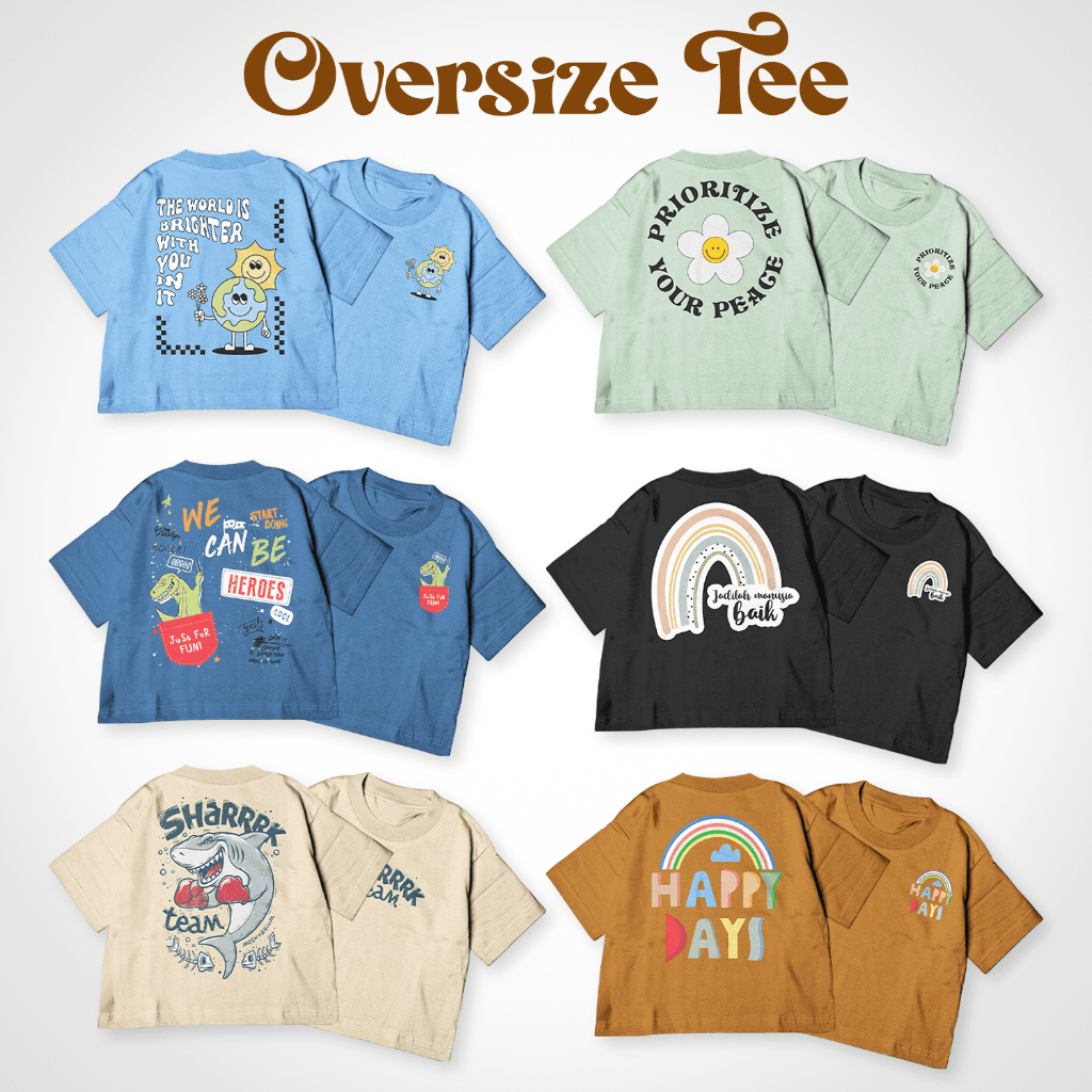 Kaos Oversize Tee Motif Terbaru Anak Laki-Laki Perempuan Unisex