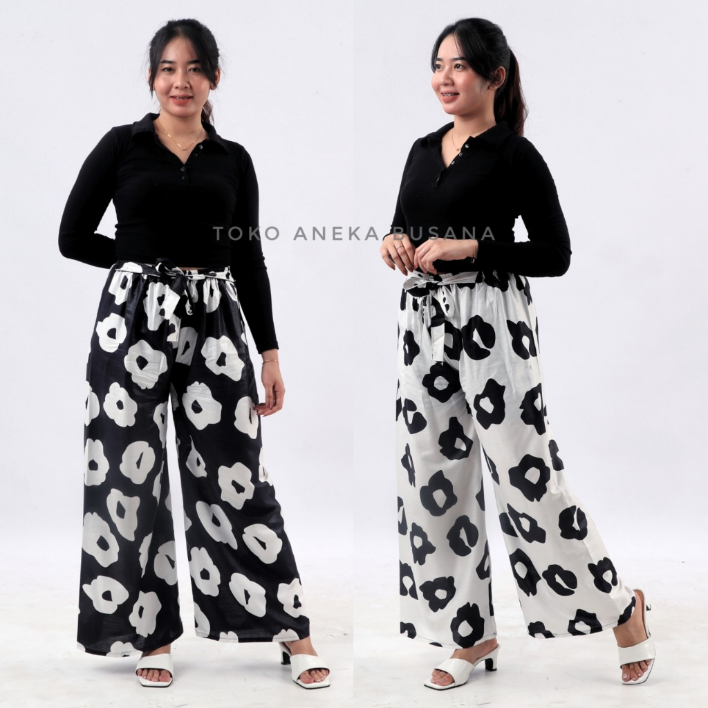 Celana Tidur Kulot Panjang Motif Love Bahan Rayon