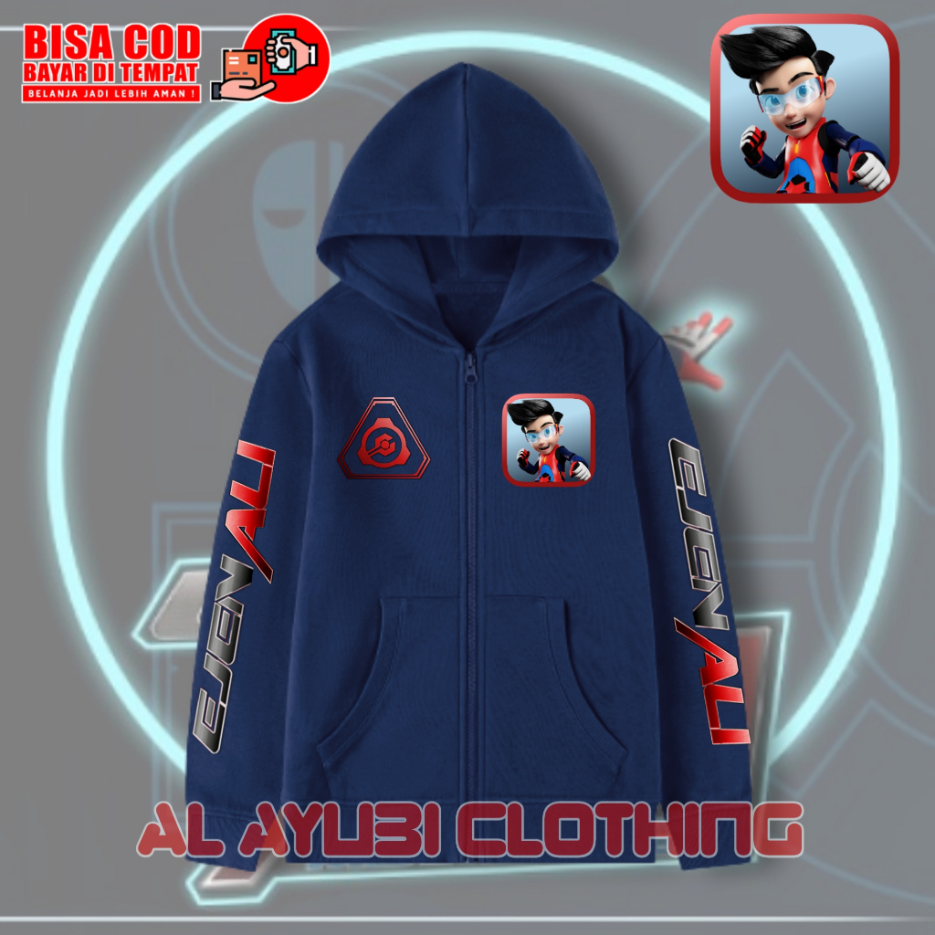 Jaket Zipper Anak Ejen Ali Hoodie Zipper Anak Ejen Ali