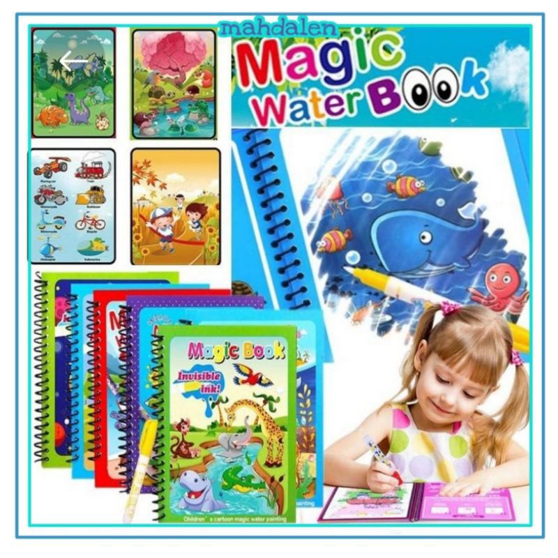 

MAGIC WATER COLORING BOOK INVISIBLE INK BUKU GAMBAR MEWARNAI ANAK SPIDOL AIR