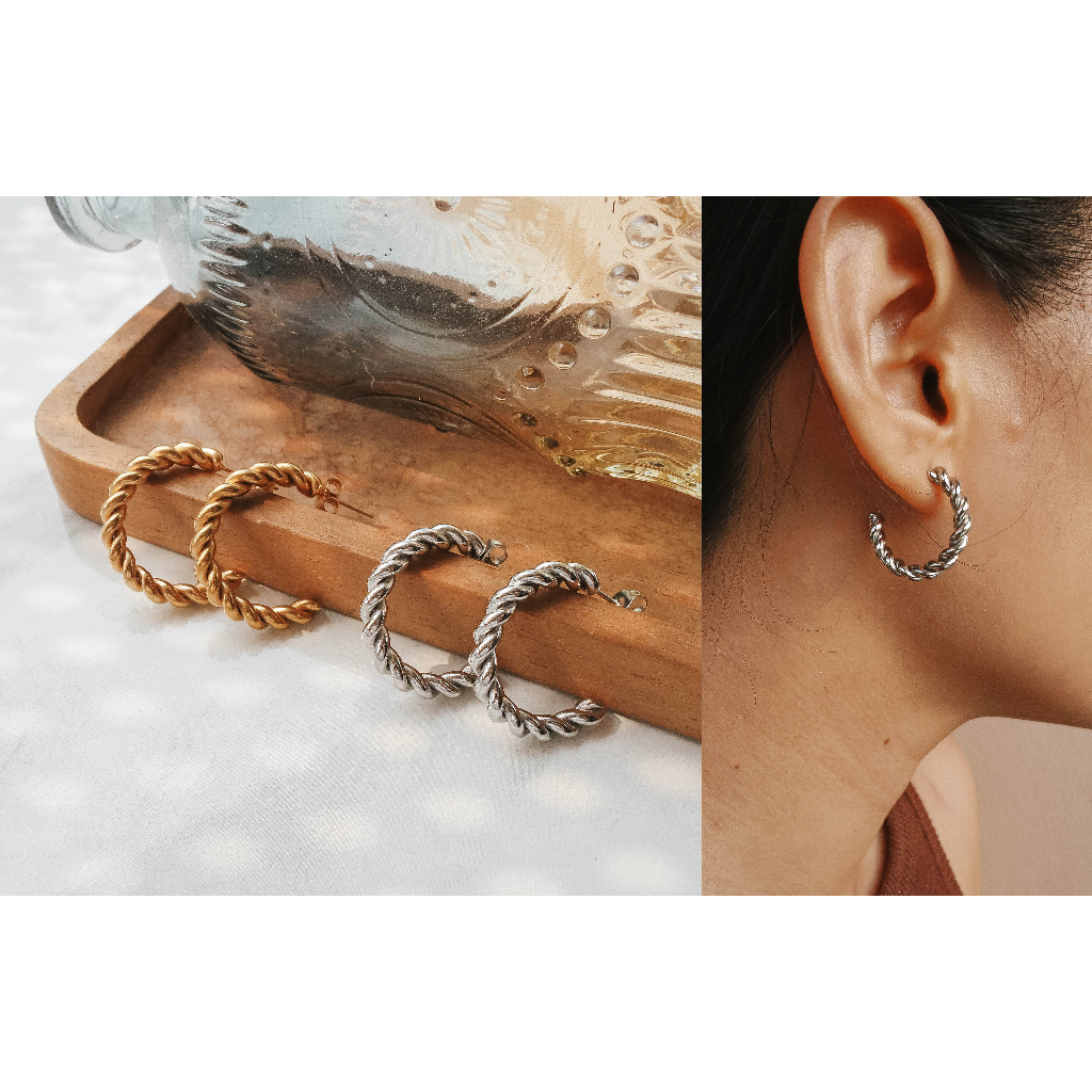 (ANTI KARAT) LUKE EARRINGS / HOOPS / HUGGIES - STAINLESS STEEL